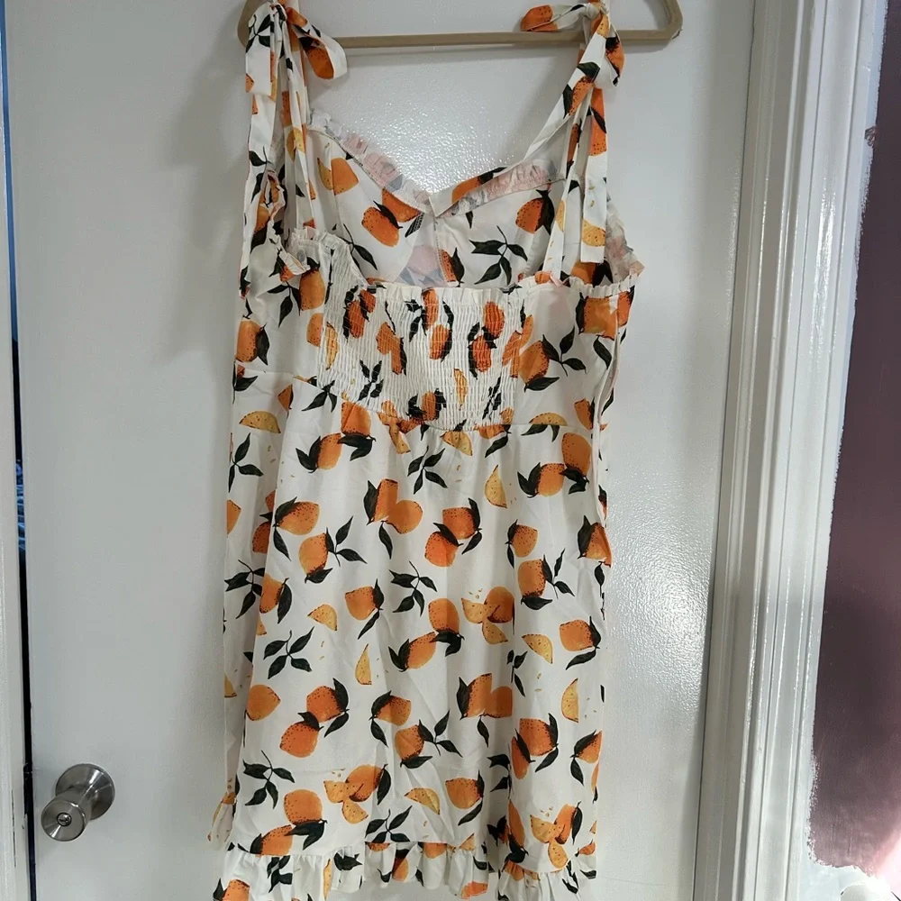 LEMON PRINT RUFFLE HEM TIE SHOULDER MINI DRESS - Picture 9 of 14